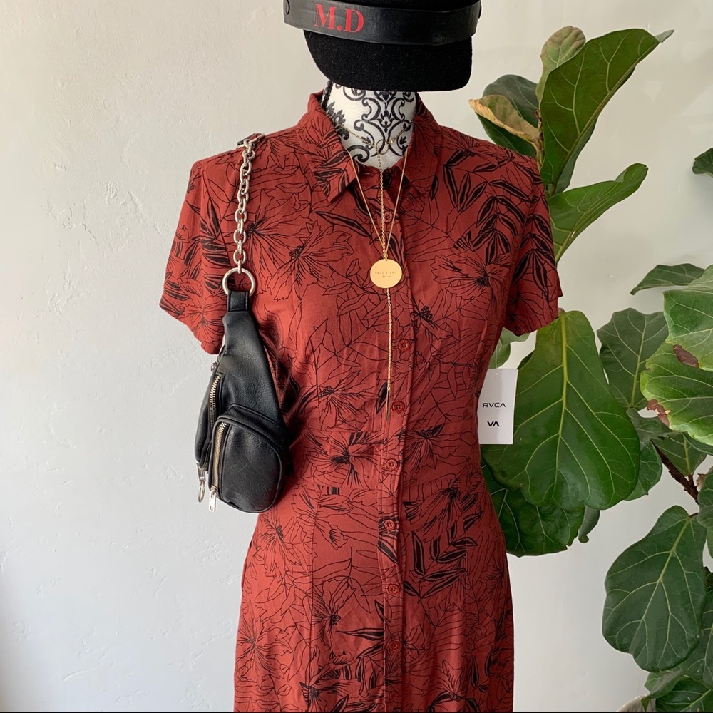 🔥🔥RVCA - BUTTON DOWN MIDI DRESS🔥🔥 - Picture 4 of 8